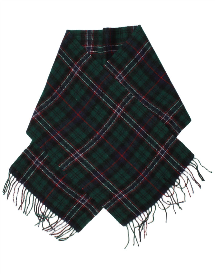 Vintage herre rektangel tørklæde One Size Grøn Plaid lammeuld