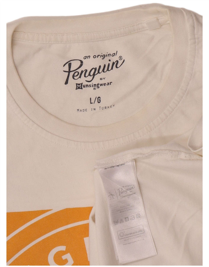 Penguin Herre Grafisk T-Shirt Top Stor Hvid Bomuld