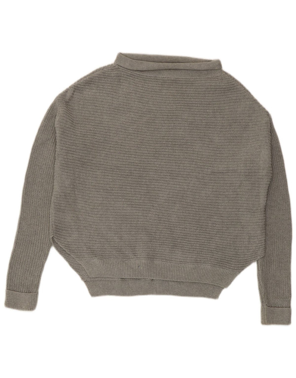 Topshop Dame Oversized rullehals sweater UK 10 Small Grey Bomuld