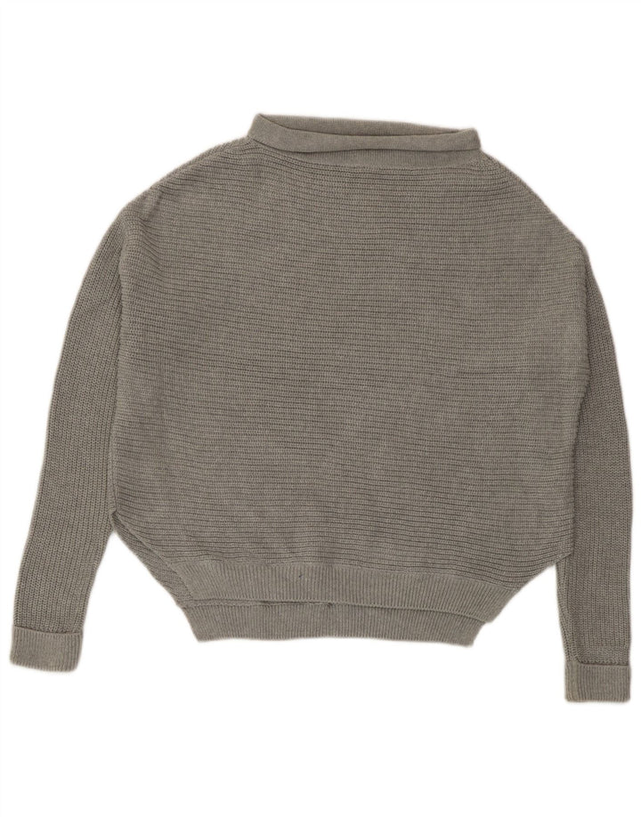 Topshop Dame Oversized rullehals sweater UK 10 Small Grey Bomuld