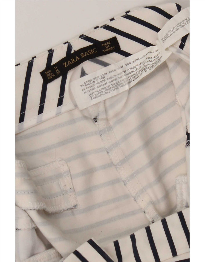 Zara Hot Pants til kvinder Medium W30 Hvidstribet bomuld