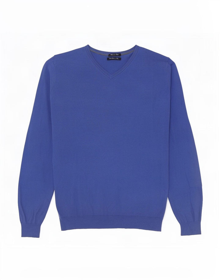 Massimo Dutti Herre V-hals sweater Medium Blå Bomuld
