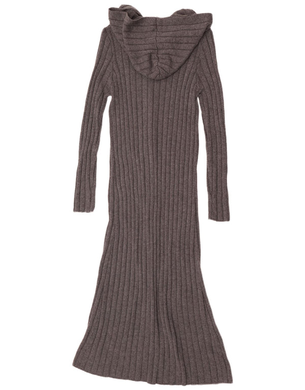 Zara Dame Hooded Jumper Dress UK 10 Small Grå Nylon