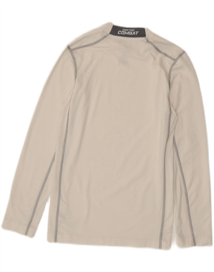 NIKE Dame Dri Fit Top Langærmet UK 18 XL Hvid Colourblock Polyester