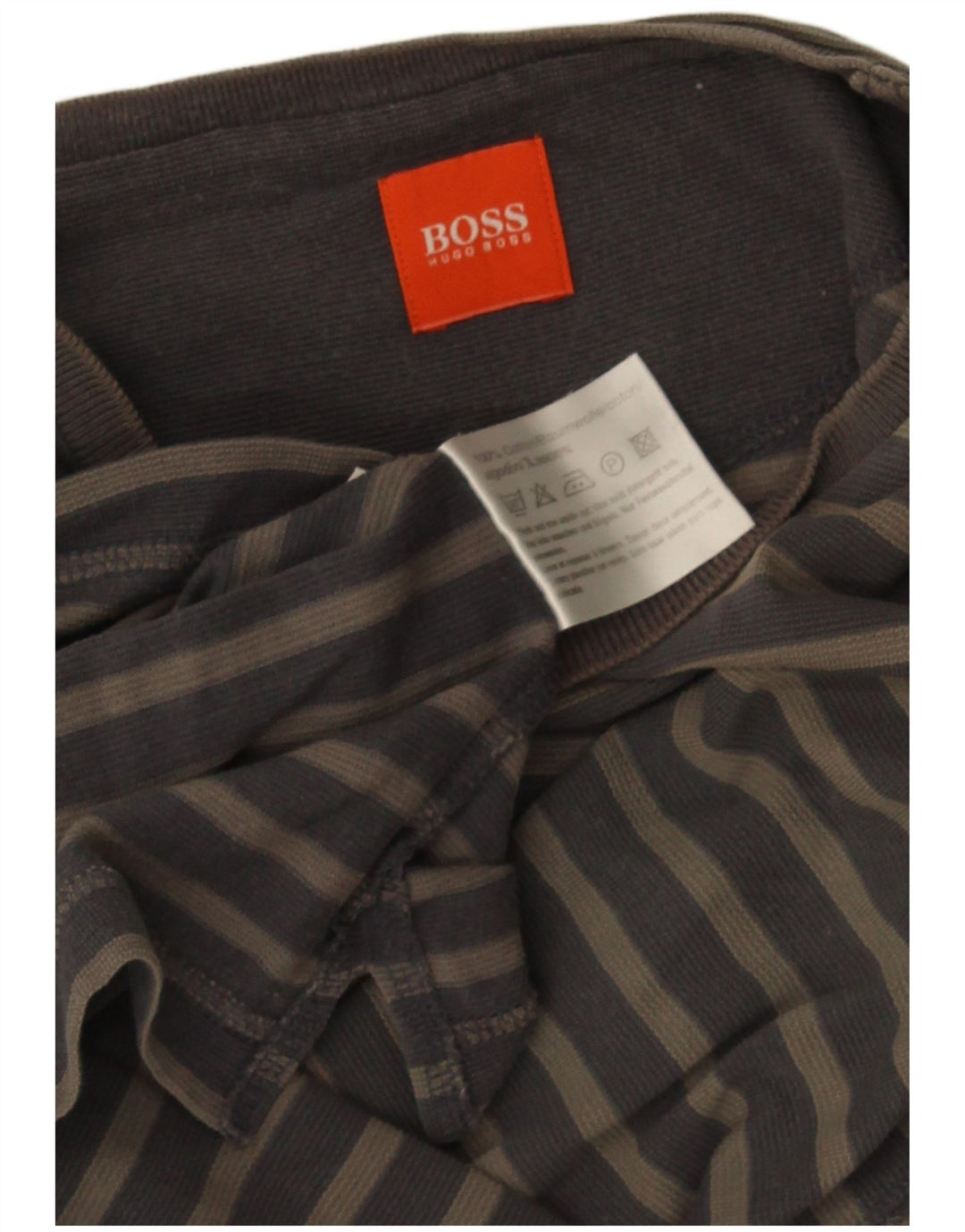 Hugo Boss Herre T-Shirt Top Medium Grå Stribet Bomuld
