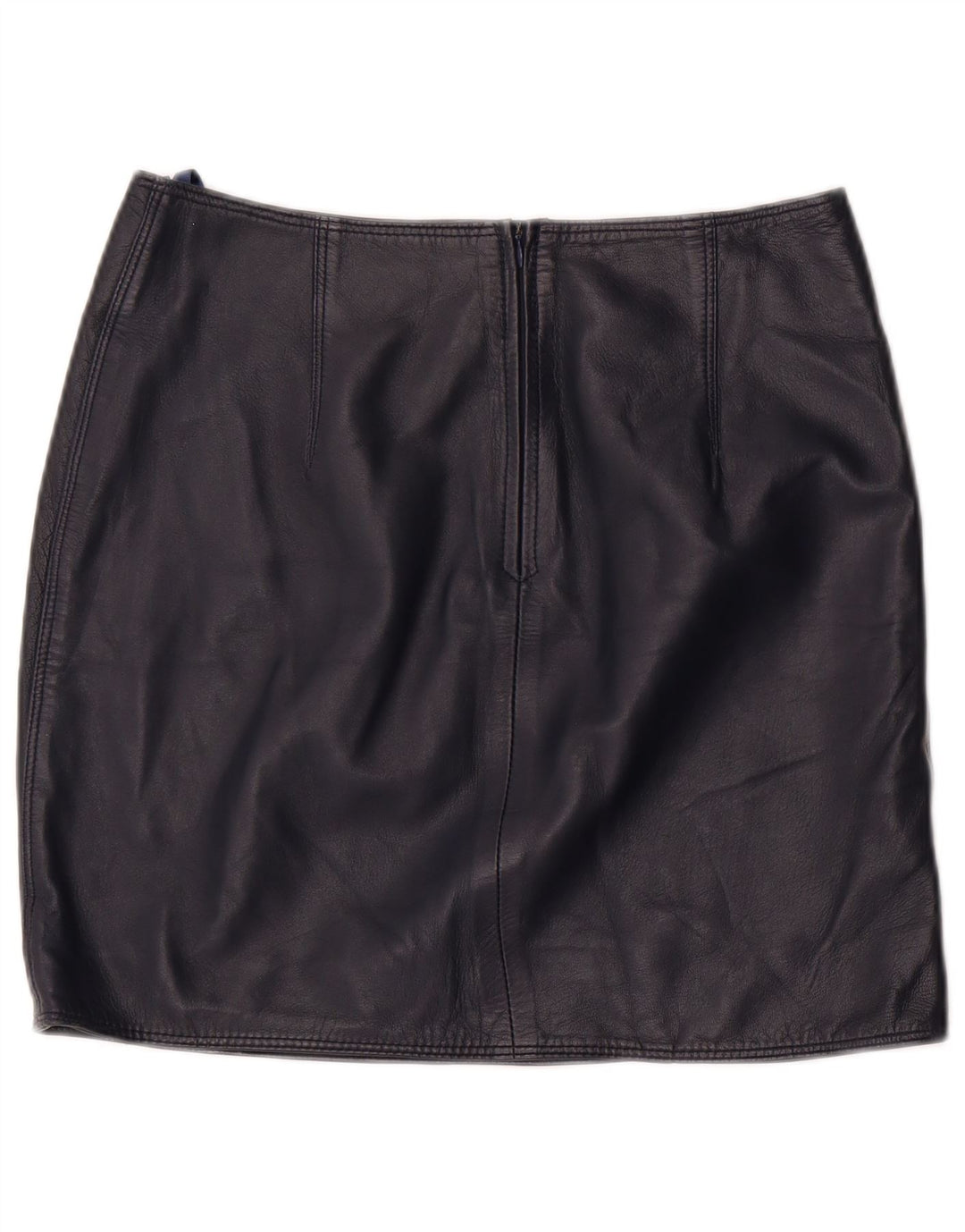 Vintage Dame Mini Læder Nederdel EU 36 Small W28 Navy Blue Læder