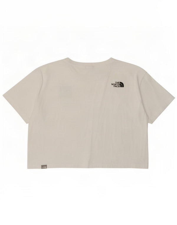 The North Face Dame Crop T-Shirt Top UK 14 Medium Hvid Bomuld
