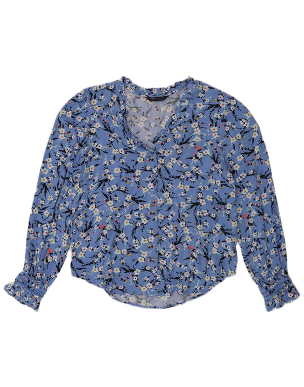 Marks & Spencer Dame Oversized skjortebluse UK 8 Small Blue Floral