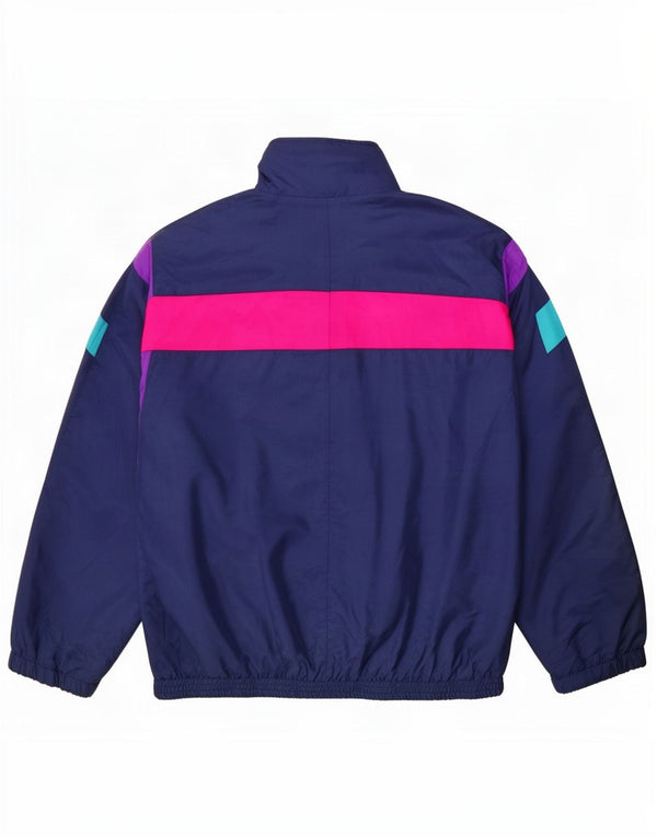 Vintage træningsdragt til mænd Topjakke Stor marineblå Colourblock Nylon