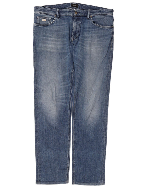 Hugo Boss Herre Stretch Straight Jeans W36 L32 Blå Bomuld