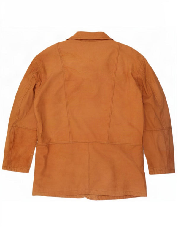 Vintage herre 3 knap læder blazerjakke EU 58 4XL Brun