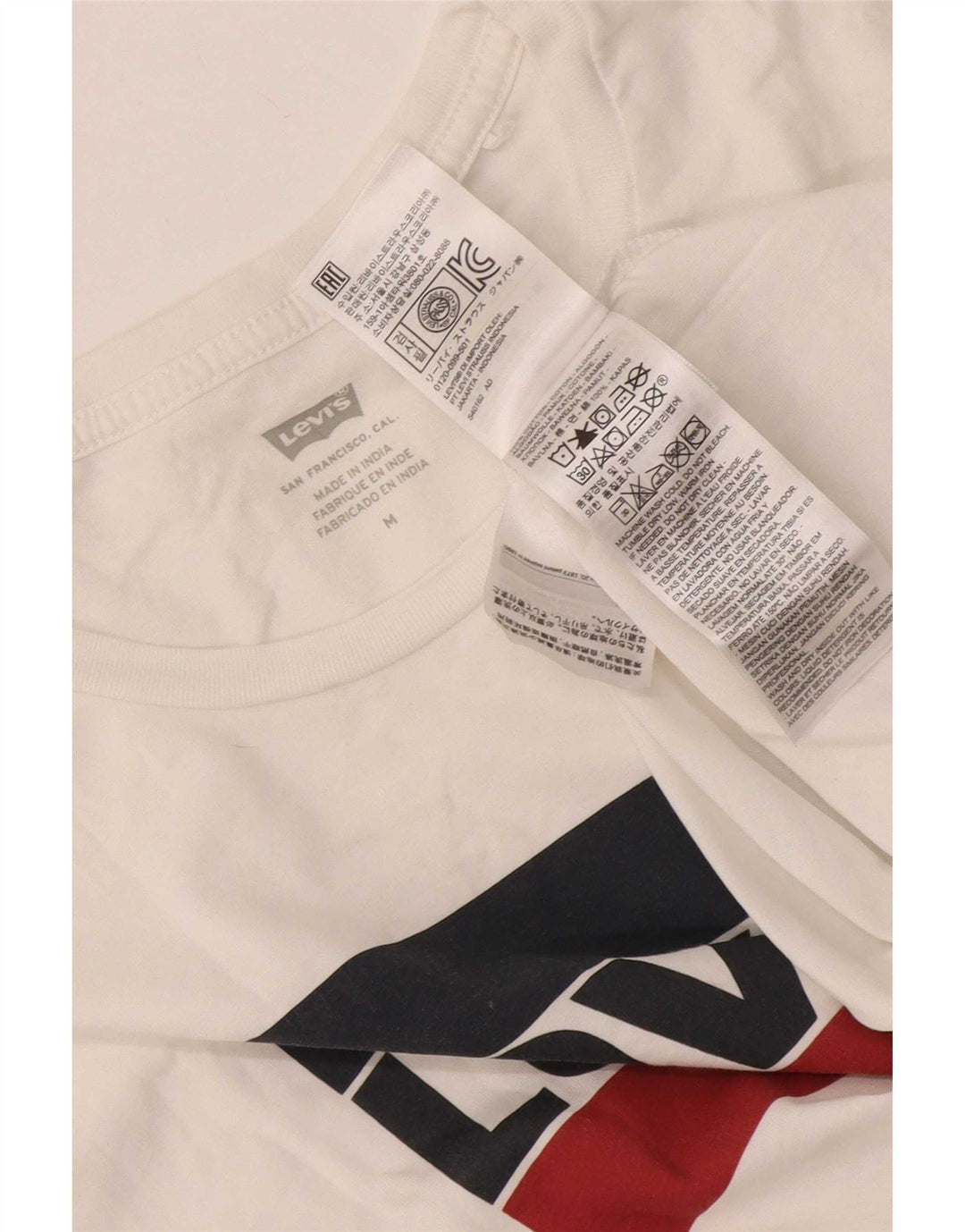 Levi's Grafisk T-shirt top til kvinder UK 12 Medium hvid bomuld