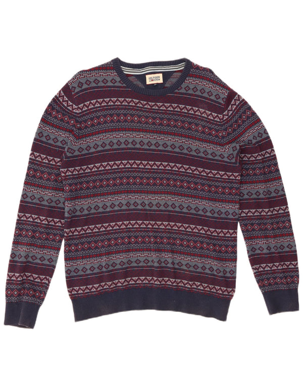 TOMMY HILFIGER sweater med rund hals til mænd Medium marineblå Fair Isle