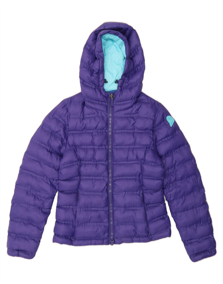INVICTA Womens Hooded Padded Jacket UK 6 XS Purple Polyamide Vintage Invicta and Second-Hand Invicta from Messina Hembry 