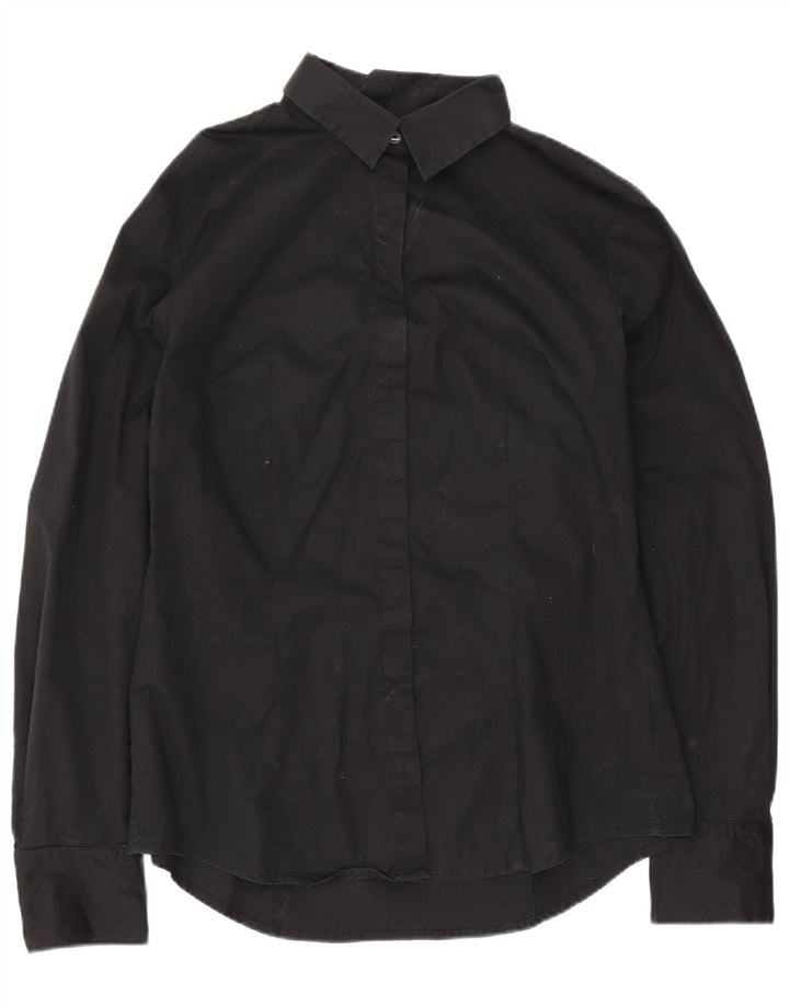Benetton Dameskjorte UK 12 Medium Sort Bomuld