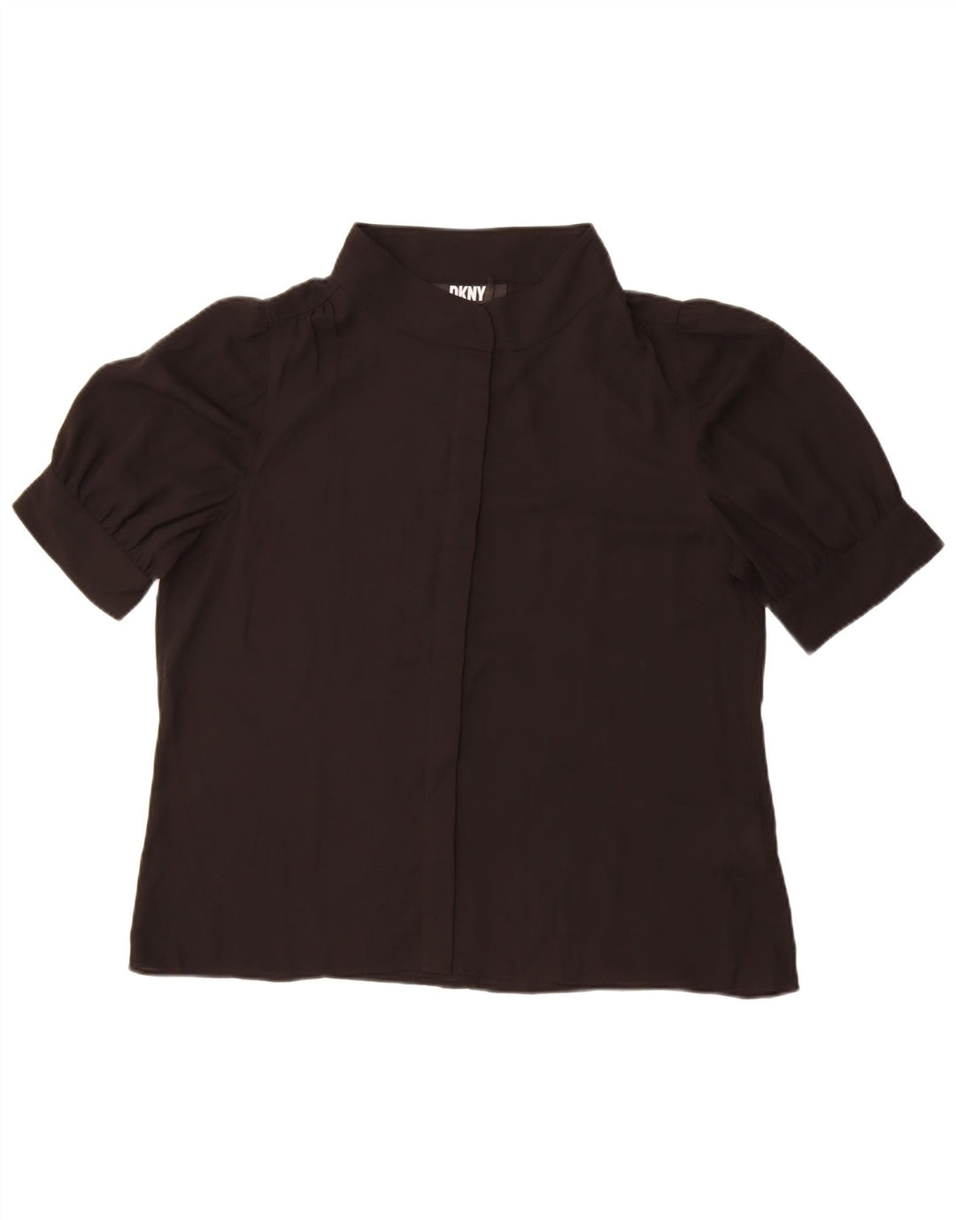 Dkny Dame Kortærmet Skjorte Bluse UK 18 XL Sort Polyester