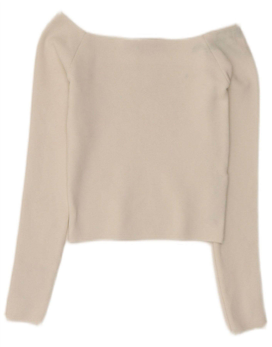 Zara Womens Crop Off Shoulder Top Langærmet UK 6 XS Hvid Polyester
