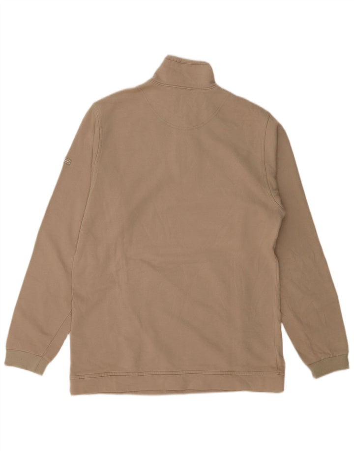 Champion Herre Zip Neck Sweatshirt Jumper Stor Beige Bomuld