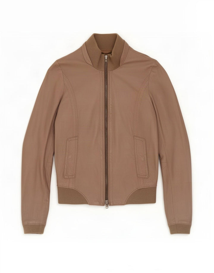 Zen Womens Bomber Læderjakke UK 10 Lille Brun