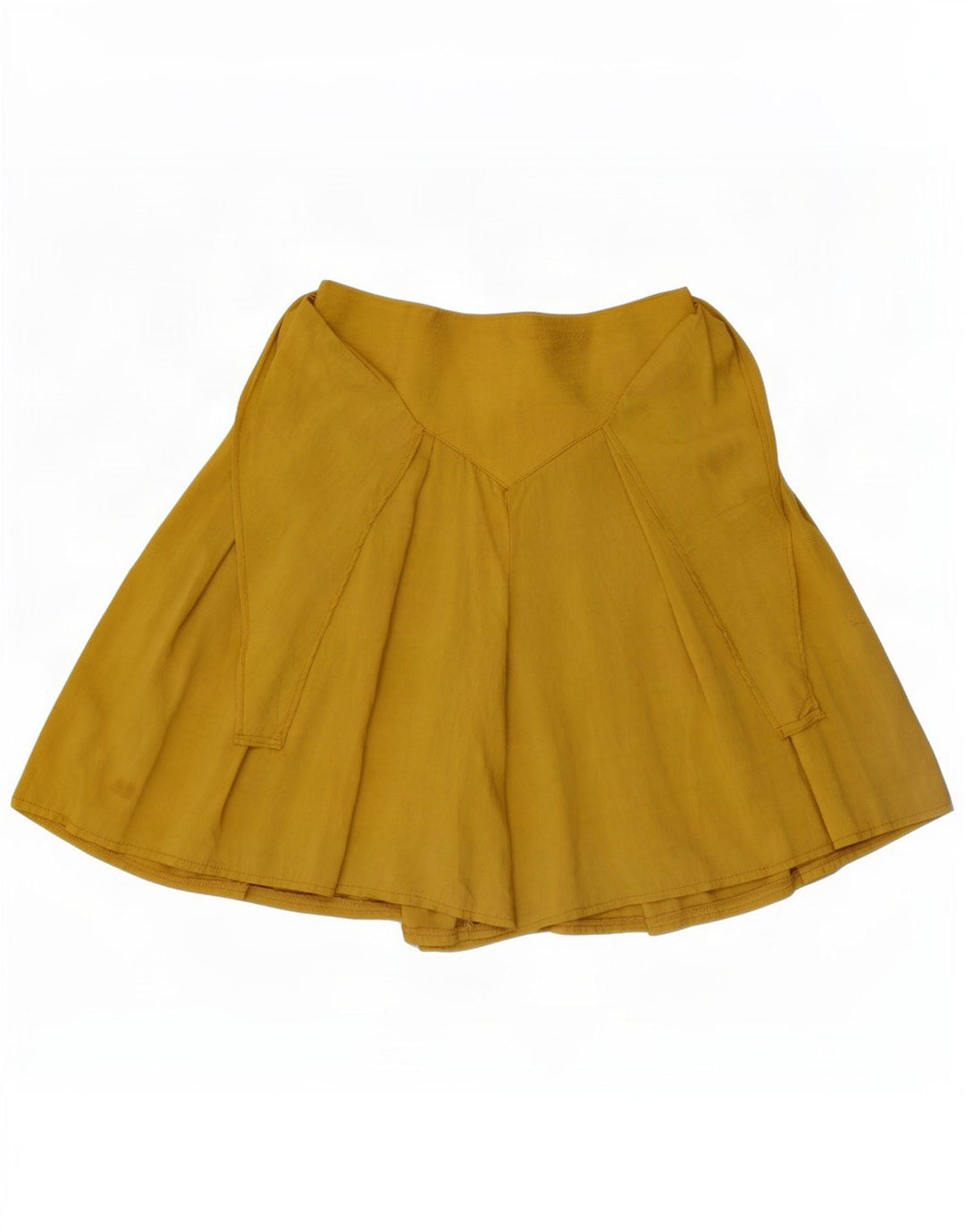 Vintage Dame Skort Mini Nederdel W26 Lille Gul Viscose
