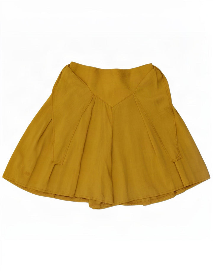 Vintage Dame Skort Mini Nederdel W26 Lille Gul Viscose