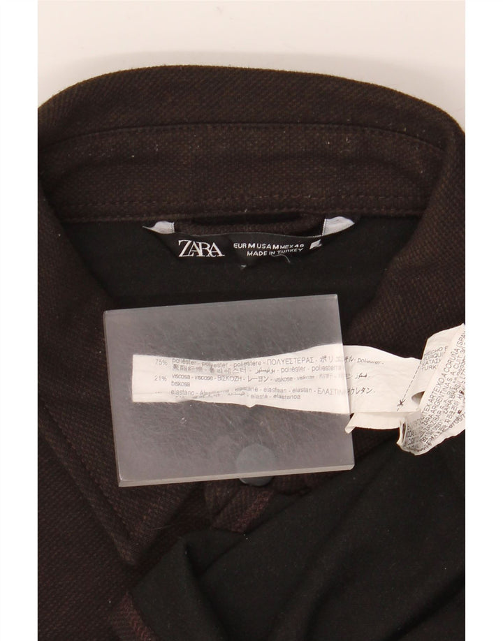 ZARA Flanelskjorte til mænd, medium brun polyester