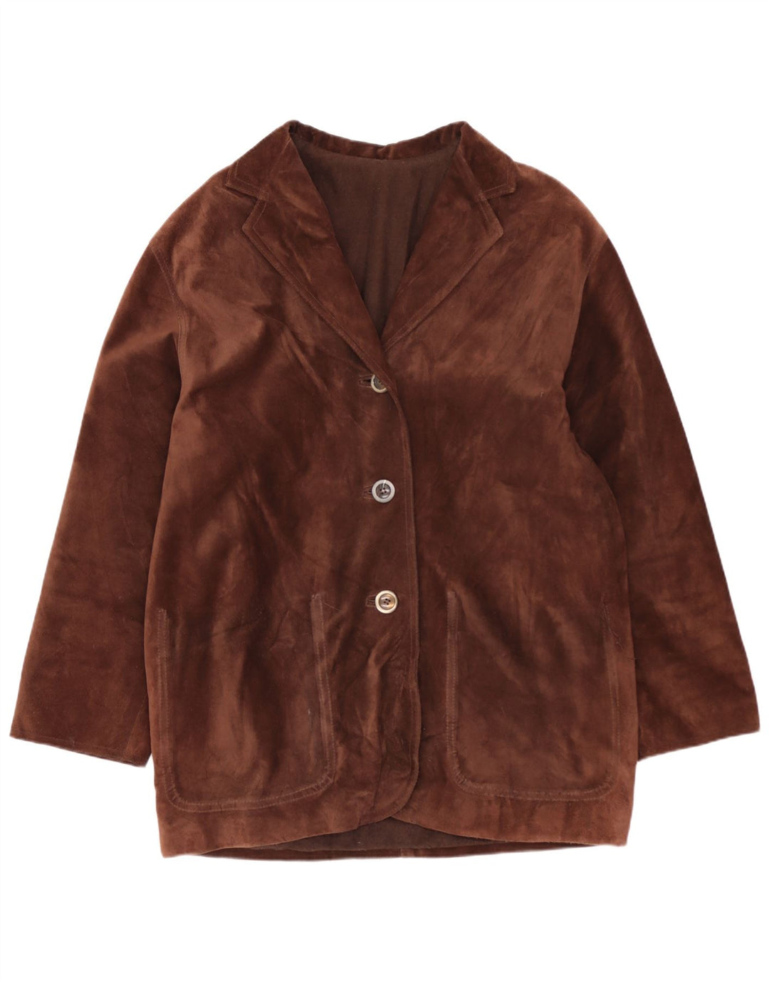 Vintage oversize ruskindsjakke til kvinder EU 40 medium brunt læder