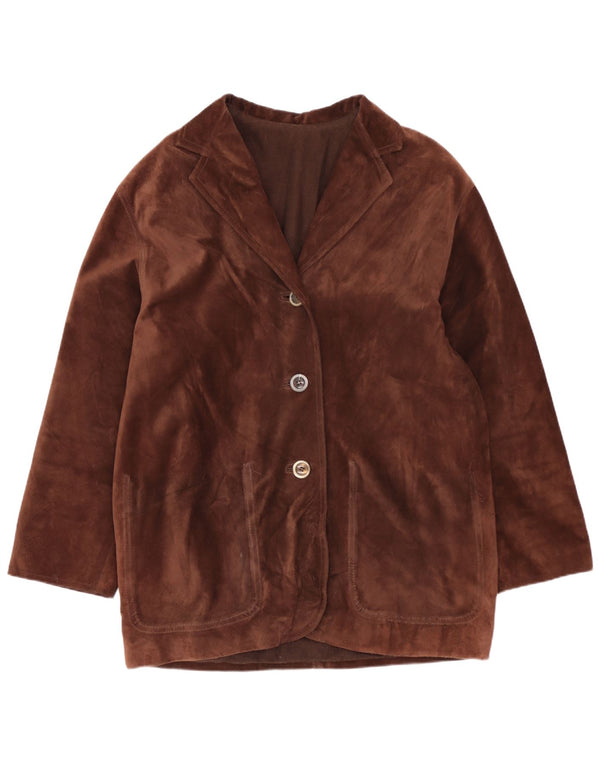 Vintage oversize ruskindsjakke til kvinder EU 40 medium brunt læder