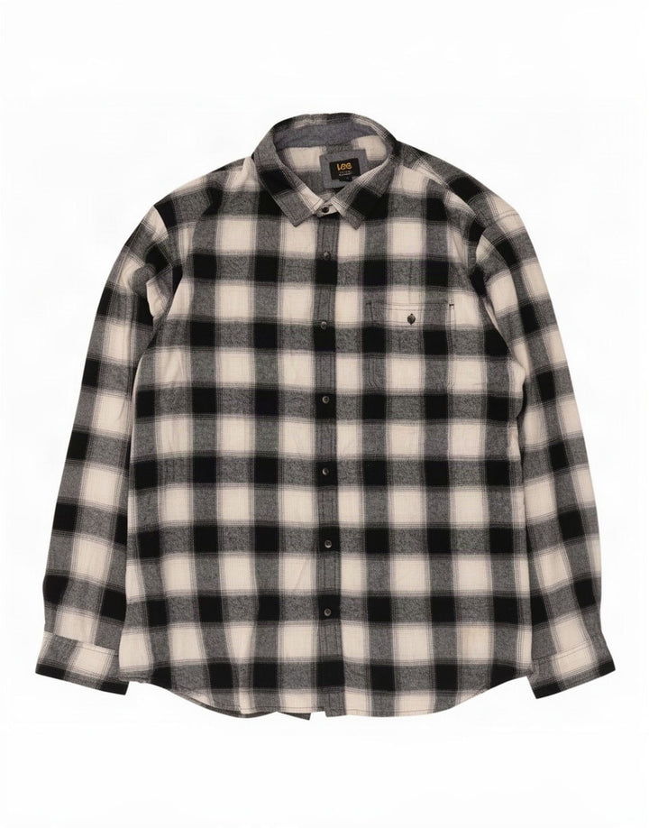 Lee Herre Regular Fit Flanellskjorte 2XL sort ternet bomuld