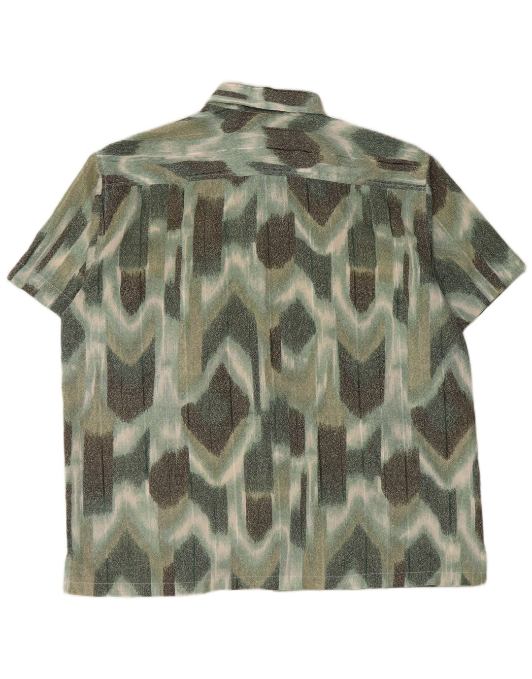 VINTAGE Kortærmet Herreskjorte Stor Grøn Geometrisk