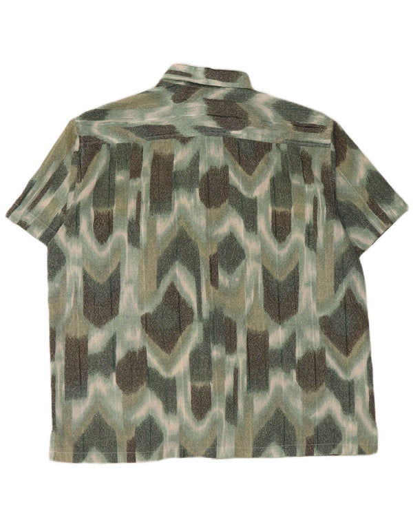VINTAGE Mens Short Sleeve Shirt Large Green Geometric