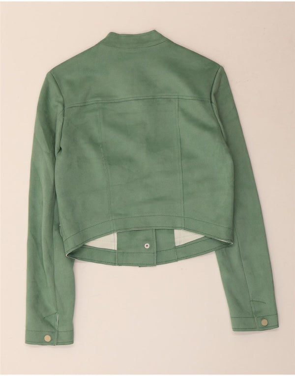 Zara Womens Crop Bomber Jacket UK 6 XS Grøn Polyester