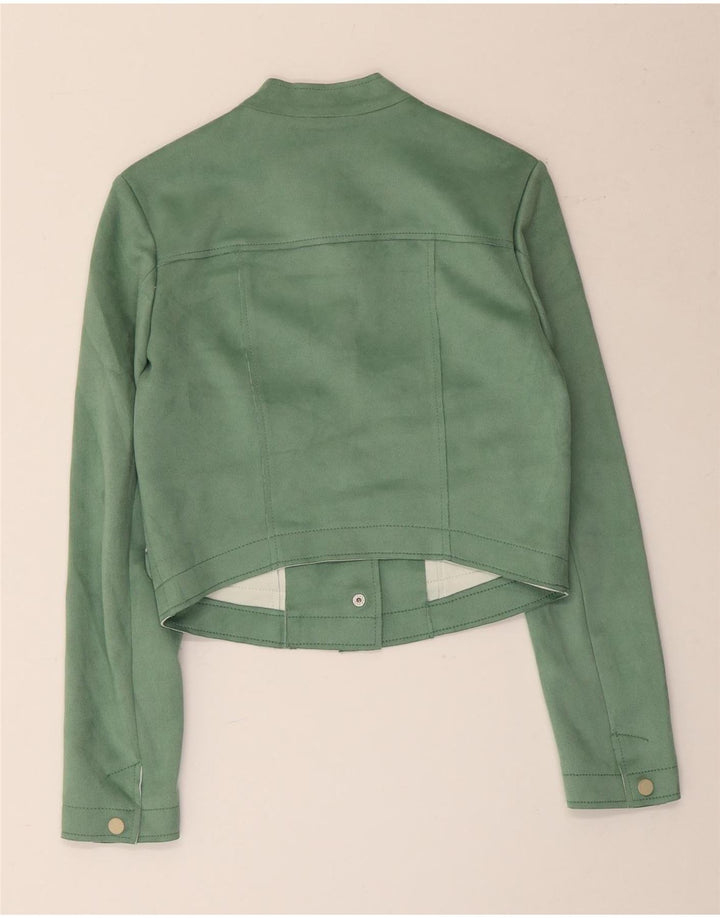 Zara Womens Crop Bomber Jacket UK 6 XS Grøn Polyester