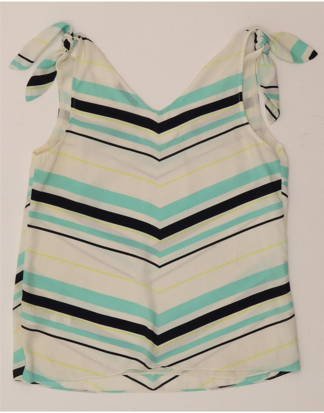 Oasis Dame ærmeløs bluse Top UK 12 Medium Hvid Stribet Polyester
