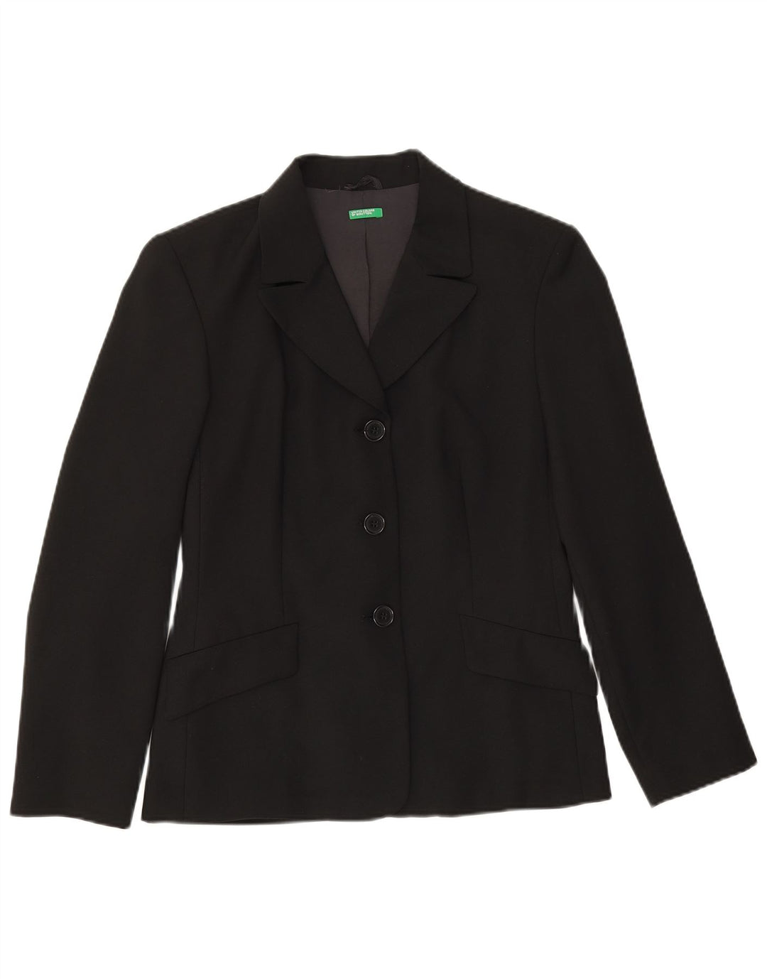 Benetton Dame 3-knaps blazerjakke IT 42 Medium Sort Polyester