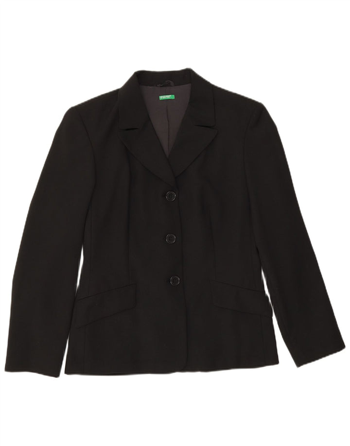 Benetton Dame 3-knaps blazerjakke IT 42 Medium Sort Polyester