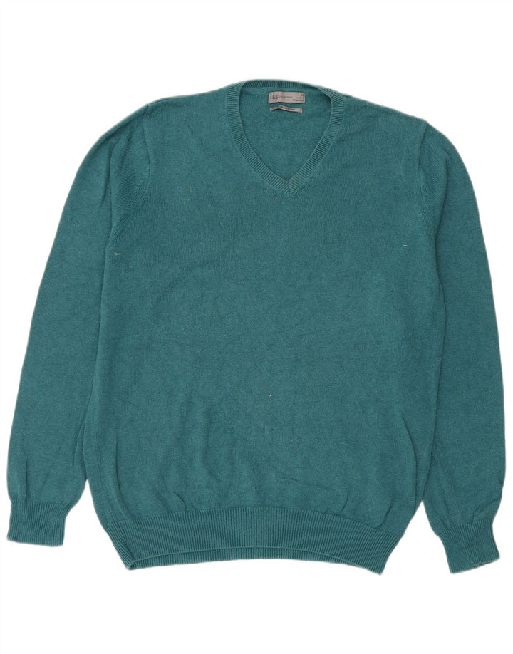Marks & Spencer Herre V-hals sweater Medium Grøn Bomuld