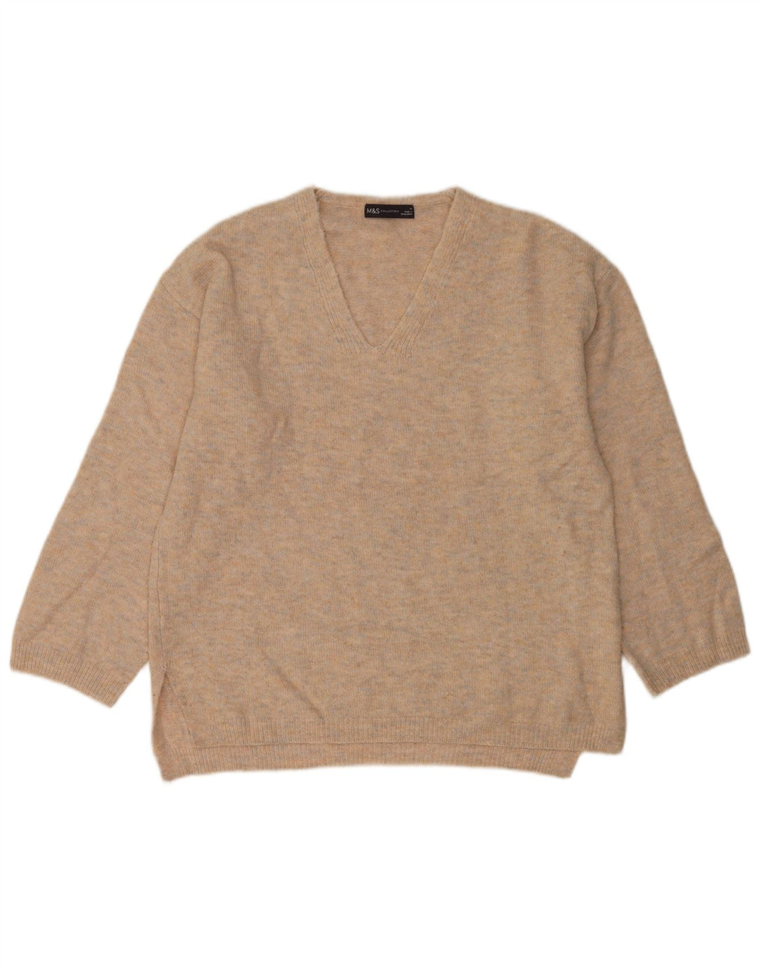 Marks & Spencer Dame V-hals sweater UK 14 Medium Grey Flecked