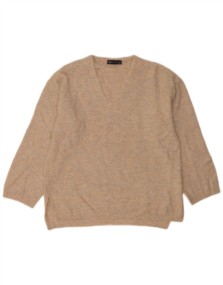Marks & Spencer Dame V-hals sweater UK 14 Medium Grey Flecked