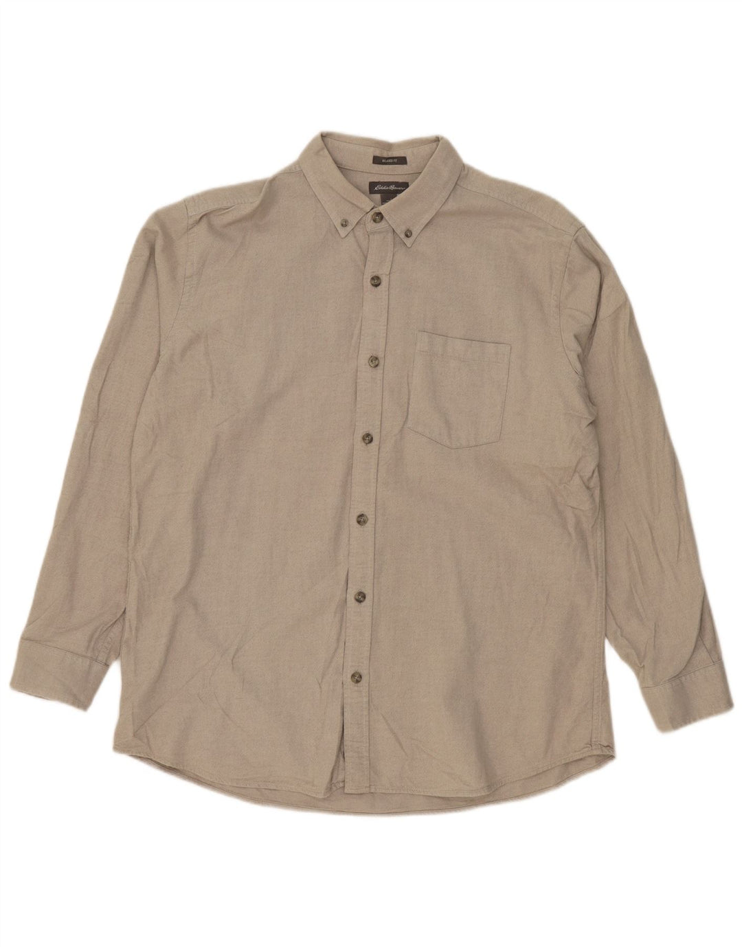 EDDIE BAUER Herre Relaxed Fit skjorte Stor beige bomuld