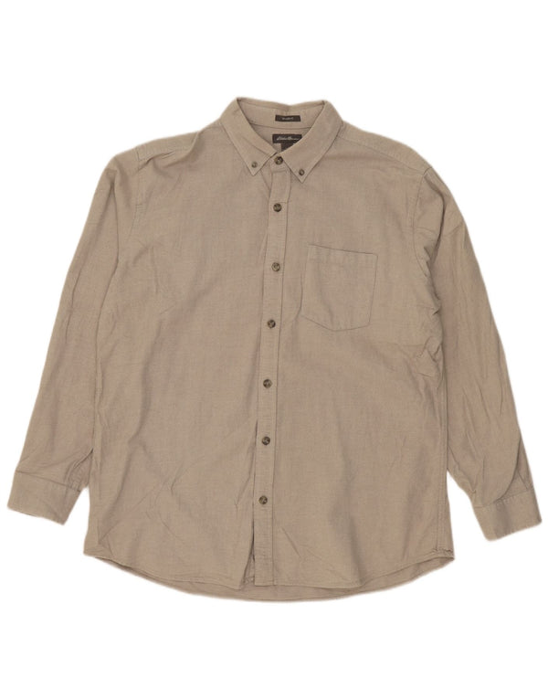 EDDIE BAUER Herre Relaxed Fit skjorte Stor beige bomuld