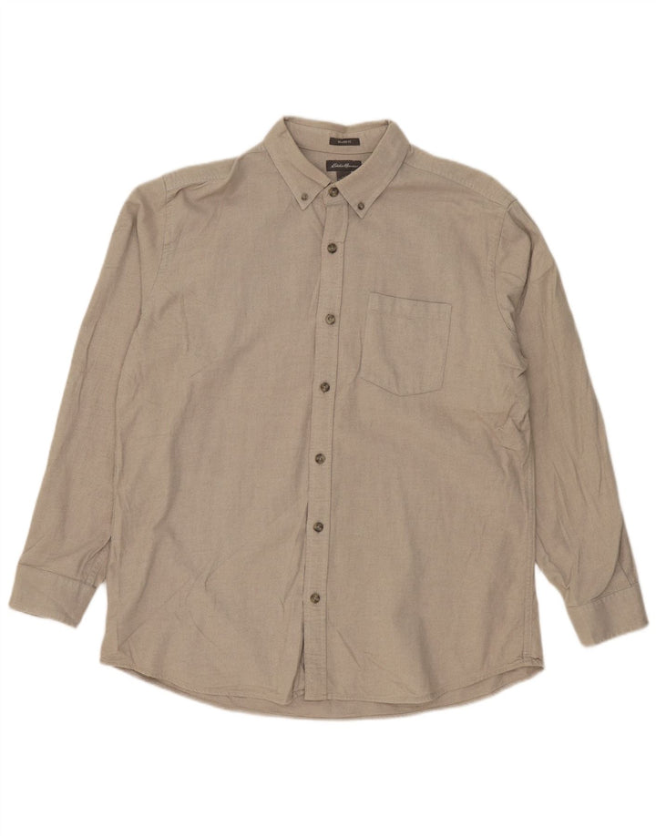 EDDIE BAUER Herre Relaxed Fit skjorte Stor beige bomuld