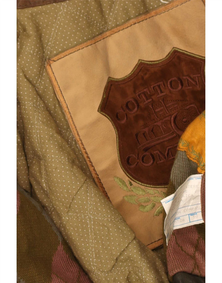 Vintage herre imiteret læderjakke IT 50 Large Khaki Polyester