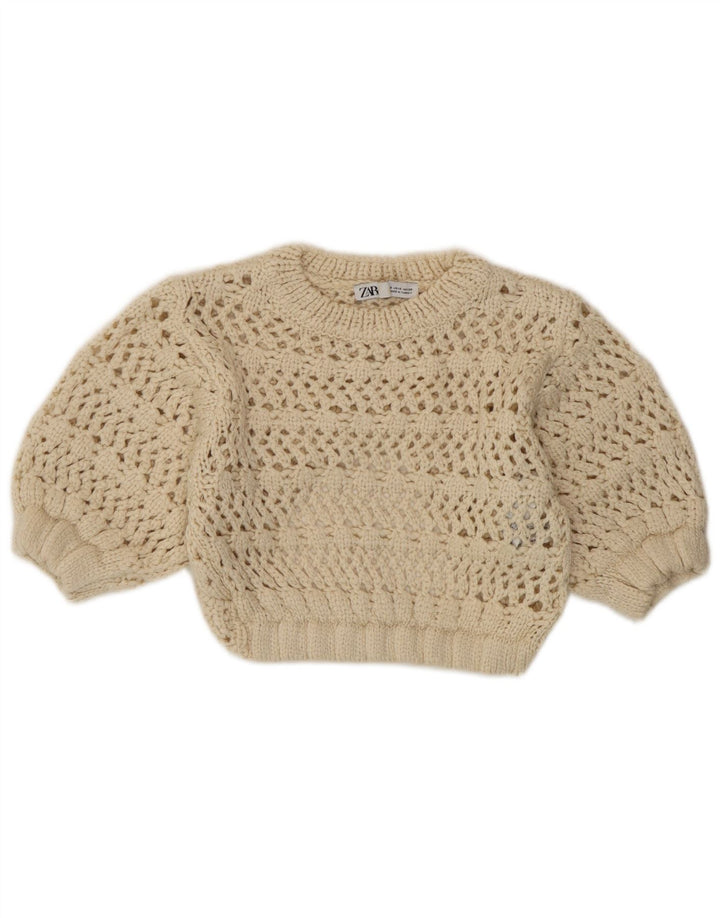 Zara Damestrik Se Through Top UK 8 Small Beige Akryl