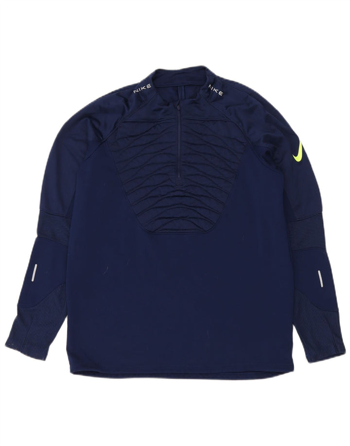 Nike Pullover med lynlås til mænd, træningsdragt Top Medium Navyblå polyester