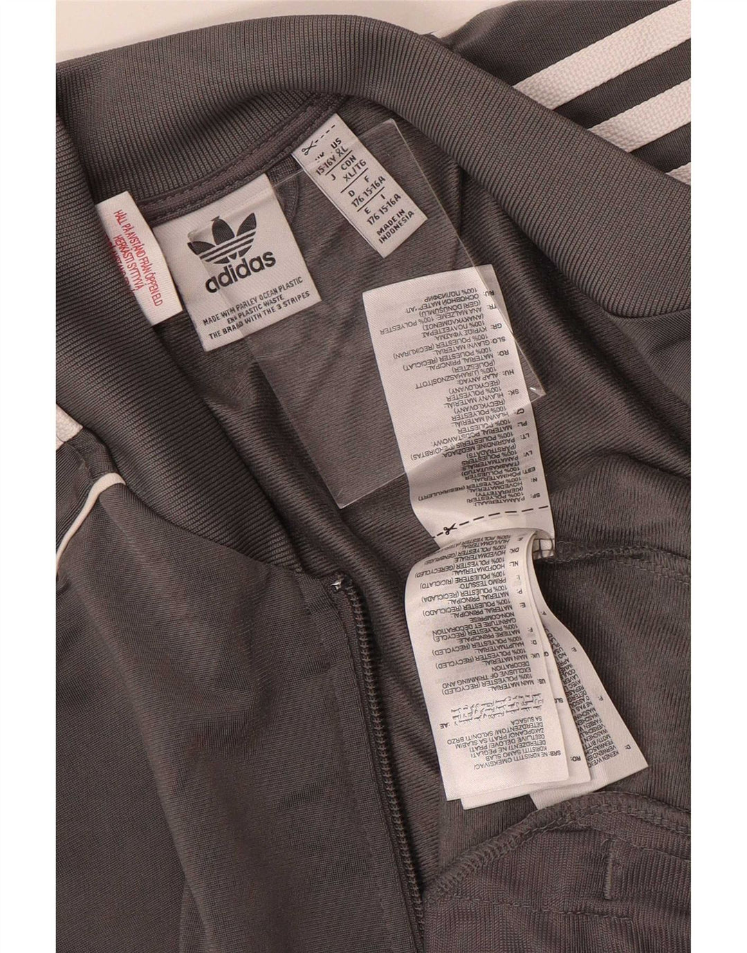 Adidas Drenge Træningsdragt Topjakke 15-16 År Grå Polyester