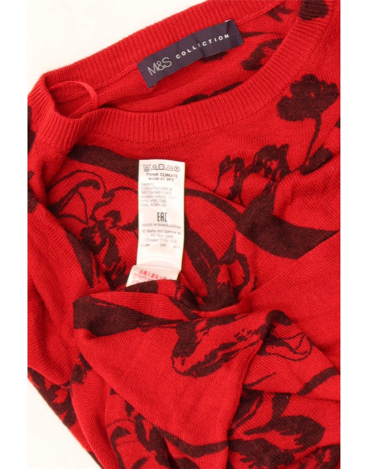 Marks & Spencer dame sweater med rund hals DK 14 Medium rød blomster