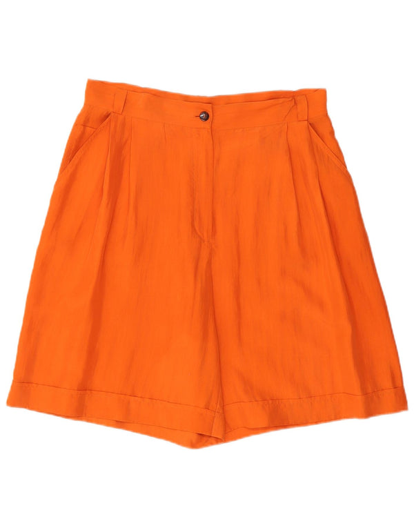 Vintage kvinders højtaljede afslappede shorts UK 14 Large W30 Orange Silk
