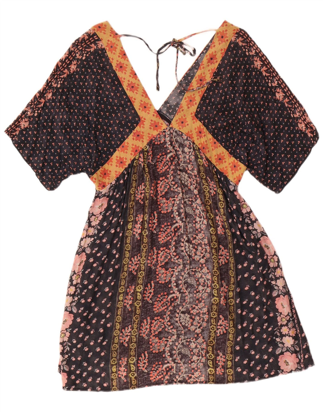 Zara Womens Kaftan Dress UK 12 Medium Black Floral