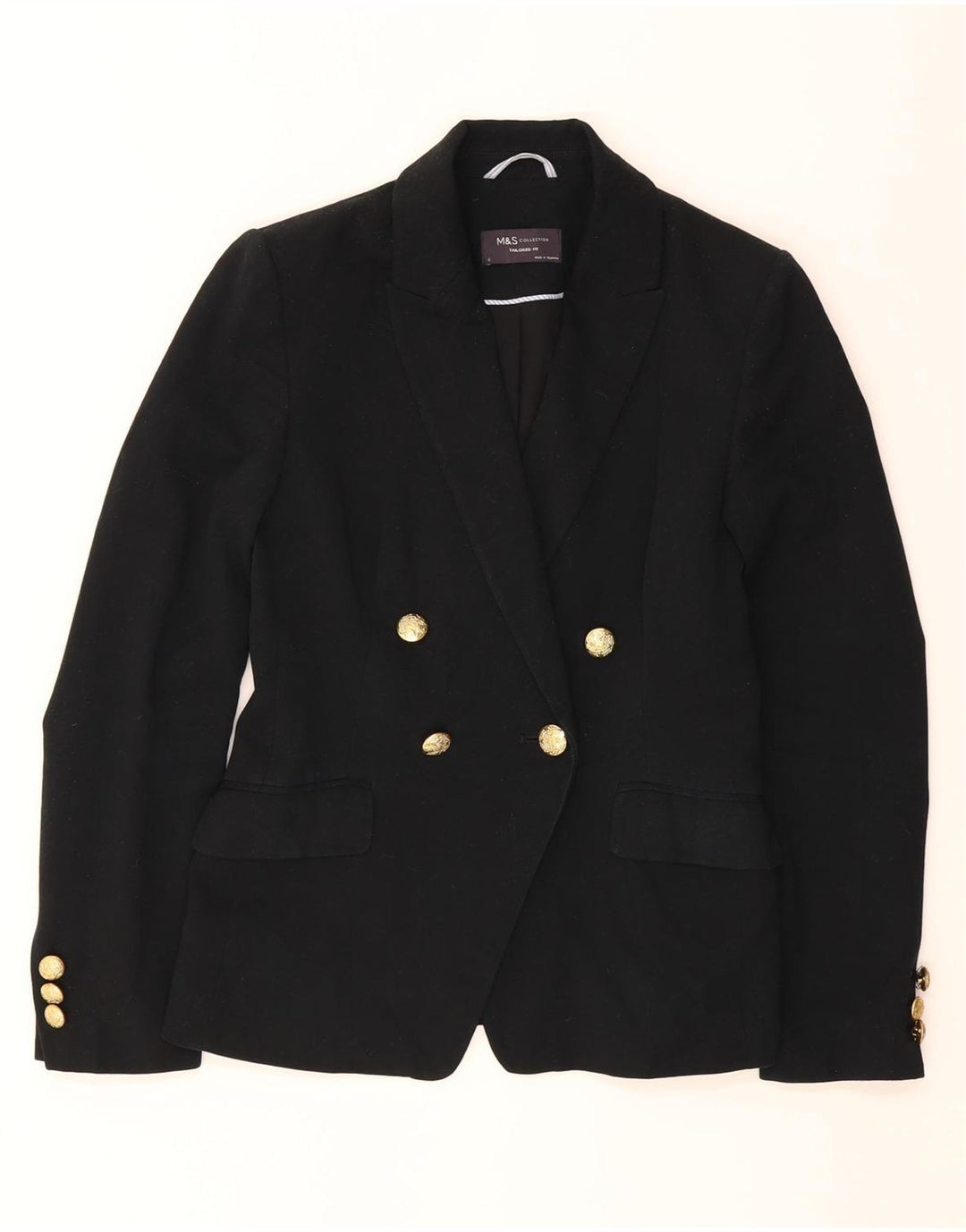 Marks & Spencer Dame Skræddersyet Fit Blazer Jacket UK 6 XS Sort